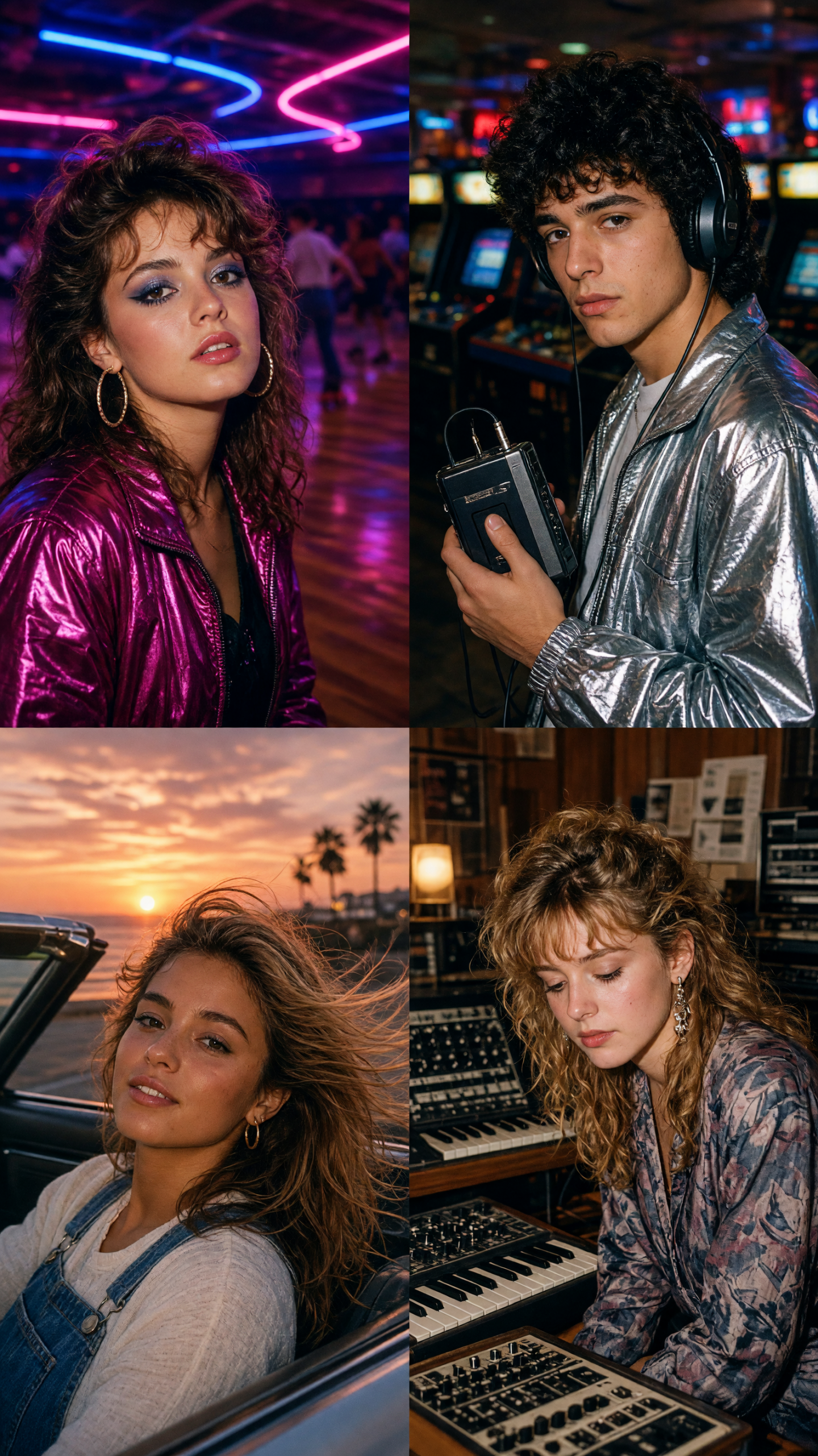 80s photo trend arcade portrait with chrome jacket