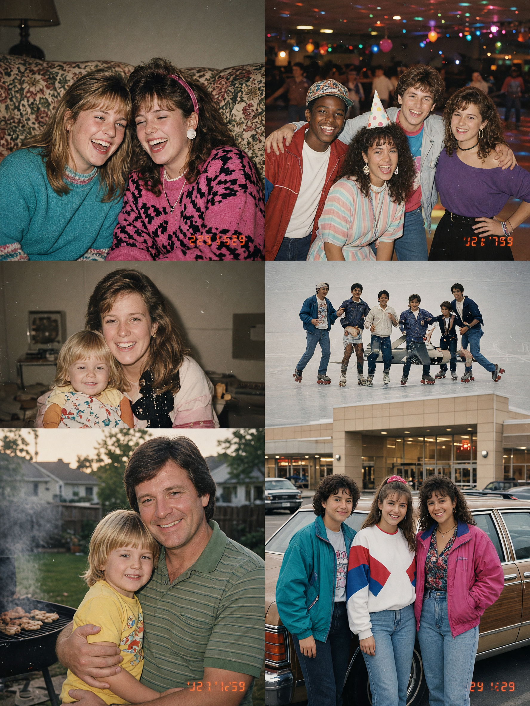 80s family photo effect roller disco birthday