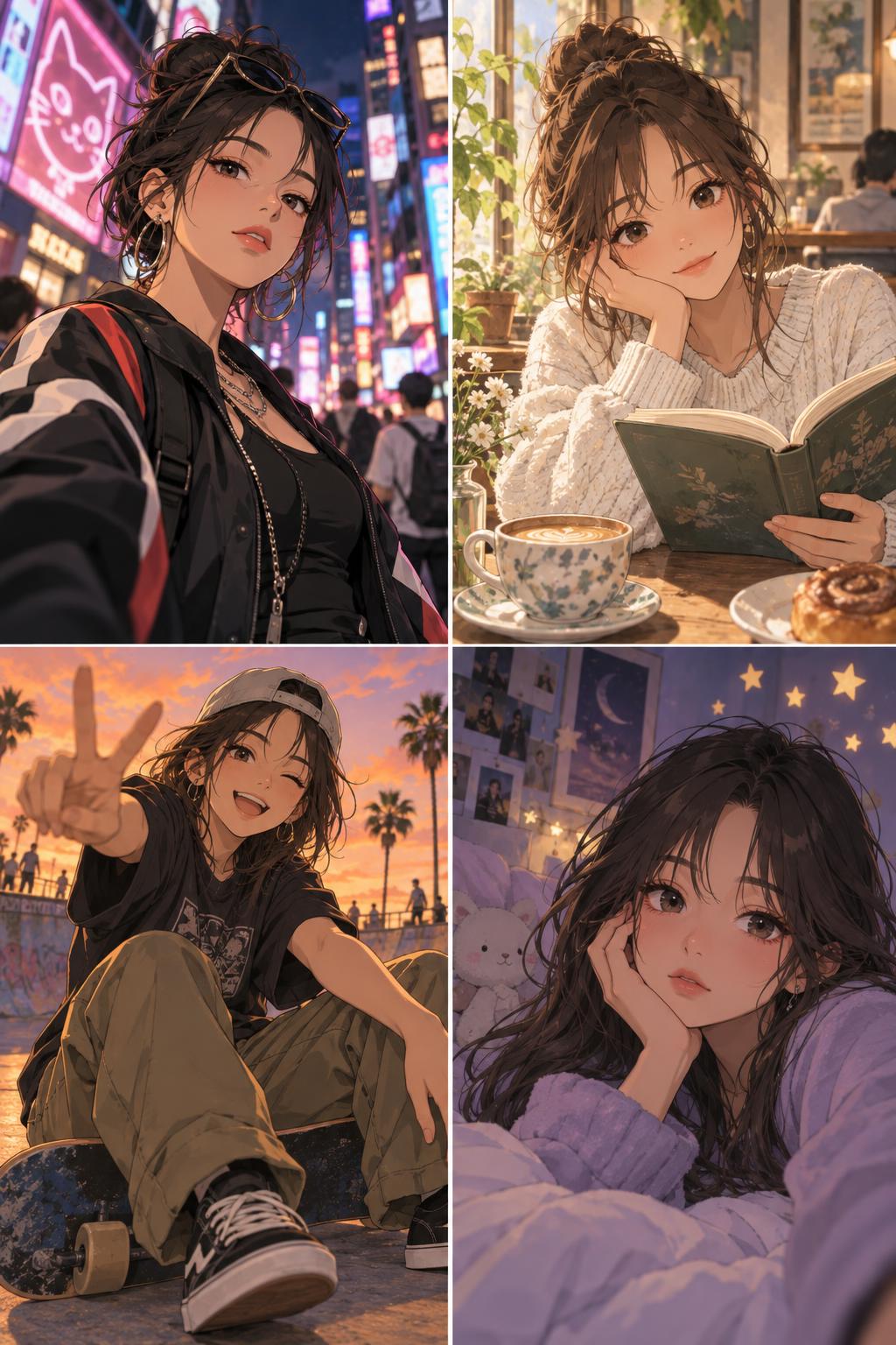 AI anime filter bedroom portrait with star stickers