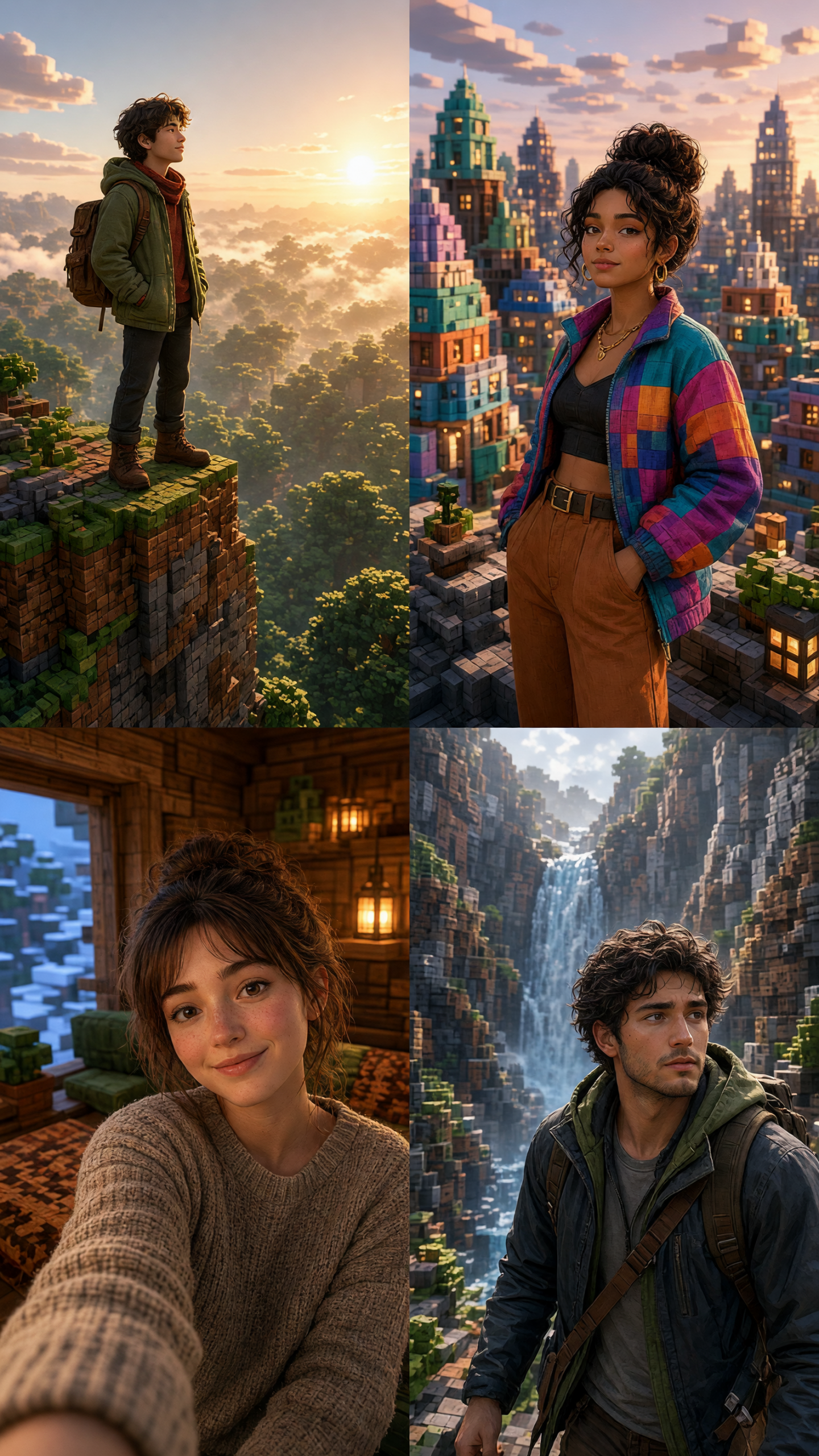 Minecraft photo trend block city rooftop portrait