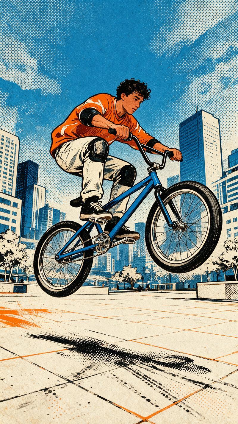 Comic book photo effect with BMX action