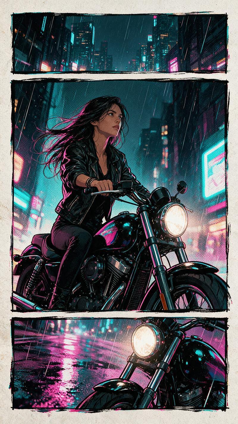 Comic book photo effect with a motorbike