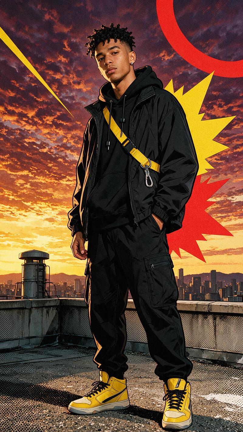 Comic book photo effect on a rooftop