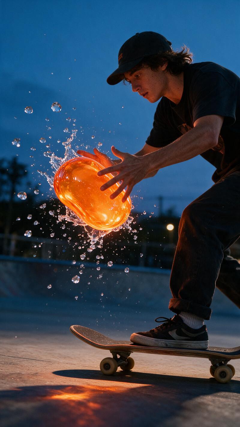 Glass fruit effect with a translucent orange