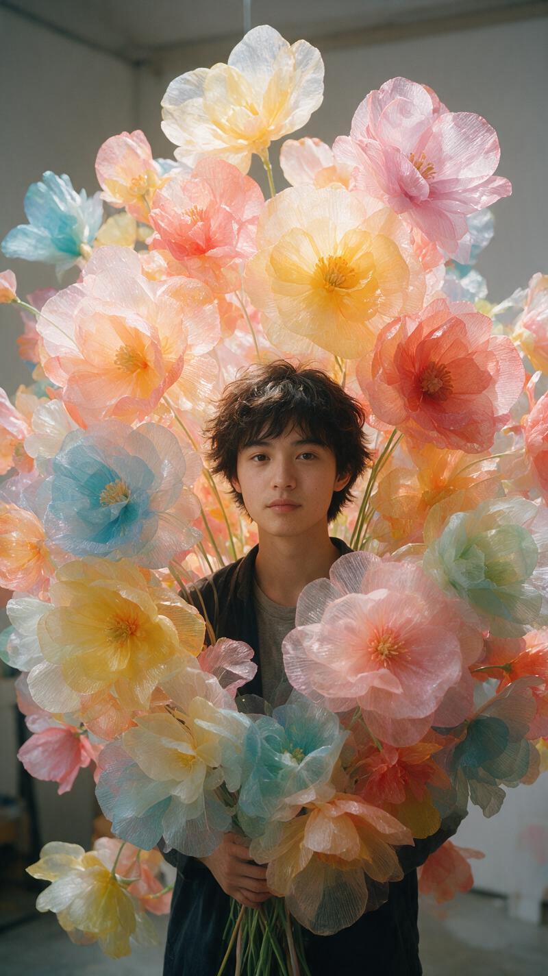 Paper flower photo effect portrait