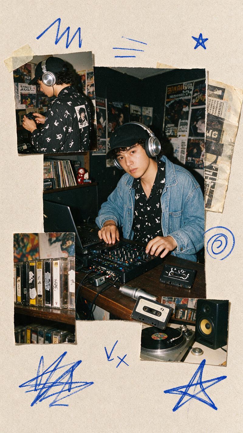 Scrapbook collage effect with a DJ